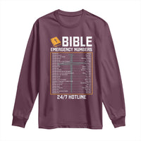 Bible Emergency Numbers Long Sleeve Shirt Funny Christian Bible Jesus Religious