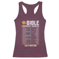 Bible Emergency Numbers Racerback Tank Top Funny Christian Bible Jesus Religious