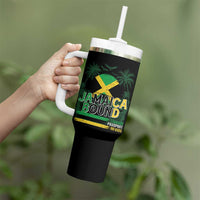 Jamaican Travel Tumbler With Handle Straight Trippin Jamaica Vacation Retro - Wonder Print Shop