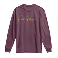 Guitar Rastafari Heartbeat Long Sleeve Shirt Jamaica ECG Pulse Rasta Reggae Music Vibes - Wonder Print Shop
