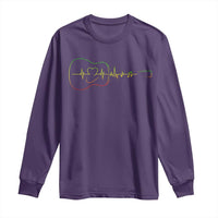 Guitar Rastafari Heartbeat Long Sleeve Shirt Jamaica ECG Pulse Rasta Reggae Music Vibes - Wonder Print Shop