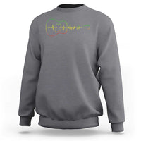 Guitar Rastafari Heartbeat Sweatshirt Jamaica ECG Pulse Rasta Reggae Music Vibes - Wonder Print Shop