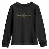 Guitar Rastafari Heartbeat Youth Sweatshirt Jamaica ECG Pulse Rasta Reggae Music Vibes - Wonder Print Shop