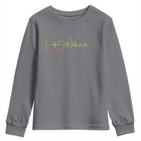 Guitar Rastafari Heartbeat Youth Sweatshirt Jamaica ECG Pulse Rasta Reggae Music Vibes - Wonder Print Shop