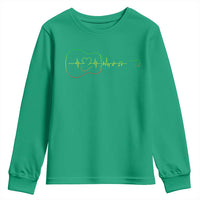 Guitar Rastafari Heartbeat Youth Sweatshirt Jamaica ECG Pulse Rasta Reggae Music Vibes - Wonder Print Shop