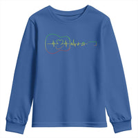 Guitar Rastafari Heartbeat Youth Sweatshirt Jamaica ECG Pulse Rasta Reggae Music Vibes - Wonder Print Shop