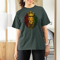 Rasta Reggae Lion T Shirt For Women Jamaican Pride Lion of Judah Gift for Rastafari - Wonder Print Shop