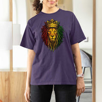 Rasta Reggae Lion T Shirt For Women Jamaican Pride Lion of Judah Gift for Rastafari - Wonder Print Shop