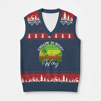 Jamaican Reggae Vibes V-Neck Knit Sweater Vest Retro Rasta Sunset Chill Chillin Di Right Way - Wonder Print Shop