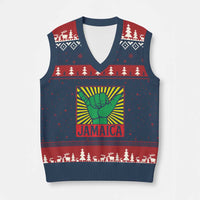 Jamaica Rasta Shaka Sign V-Neck Knit Sweater Vest Retro Reggae Vibes - Wonder Print Shop