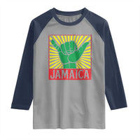 Jamaica Rasta Shaka Sign Raglan Shirt Retro Reggae Vibes - Wonder Print Shop
