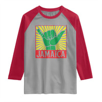 Jamaica Rasta Shaka Sign Raglan Shirt Retro Reggae Vibes - Wonder Print Shop