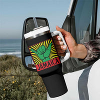Jamaica Rasta Shaka Sign Tumbler With Handle Retro Reggae Vibes - Wonder Print Shop