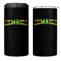 Jamaican Pride 4 in 1 Can Cooler Tumbler Retro Jamaica Flag Distressed Varsity Lettering Style - Wonder Print Shop