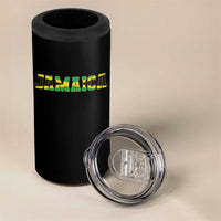 Jamaican Pride 4 in 1 Can Cooler Tumbler Retro Jamaica Flag Distressed Varsity Lettering Style - Wonder Print Shop