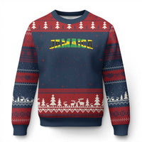 Jamaican Pride Ugly Christmas Sweater Retro Jamaica Flag Distressed Varsity Lettering Style - Wonder Print Shop