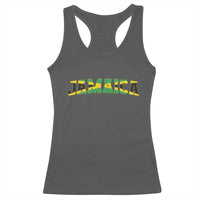 Jamaican Pride Racerback Tank Top Retro Jamaica Flag Distressed Varsity Lettering Style - Wonder Print Shop