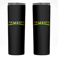 Jamaican Pride Skinny Tumbler Retro Jamaica Flag Distressed Varsity Lettering Style - Wonder Print Shop