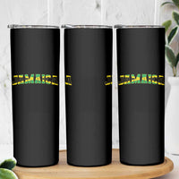 Jamaican Pride Skinny Tumbler Retro Jamaica Flag Distressed Varsity Lettering Style - Wonder Print Shop