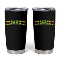 Jamaican Pride Tumbler Cup Retro Jamaica Flag Distressed Varsity Lettering Style - Wonder Print Shop