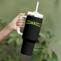 Jamaican Pride Tumbler With Handle Retro Jamaica Flag Distressed Varsity Lettering Style - Wonder Print Shop