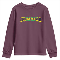 Jamaican Pride Youth Sweatshirt Retro Jamaica Flag Distressed Varsity Lettering Style - Wonder Print Shop