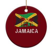Jamaica Ceramic Ornament Retro Vintage Jamaican Pride Flag Lion Of Judah - Wonder Print Shop