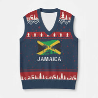 Jamaica V-Neck Knit Sweater Vest Retro Vintage Jamaican Pride Flag Lion Of Judah - Wonder Print Shop