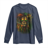 Rasta Reggae Lion Smoking Weed Long Sleeve Shirt Jamaican Reggae Music and Weed Lovers - Wonder Print Shop