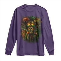 Rasta Reggae Lion Smoking Weed Long Sleeve Shirt Jamaican Reggae Music and Weed Lovers - Wonder Print Shop
