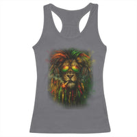 Rasta Reggae Lion Smoking Weed Racerback Tank Top Jamaican Reggae Music and Weed Lovers - Wonder Print Shop