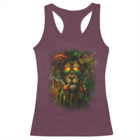 Rasta Reggae Lion Smoking Weed Racerback Tank Top Jamaican Reggae Music and Weed Lovers - Wonder Print Shop