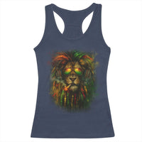Rasta Reggae Lion Smoking Weed Racerback Tank Top Jamaican Reggae Music and Weed Lovers - Wonder Print Shop