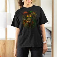 Rasta Reggae Lion Smoking Weed T Shirt For Women Jamaican Reggae Music and Weed Lovers - Wonder Print Shop