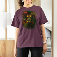 Rasta Reggae Lion Smoking Weed T Shirt For Women Jamaican Reggae Music and Weed Lovers - Wonder Print Shop