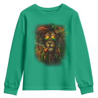 Rasta Reggae Lion Smoking Weed Youth Sweatshirt Jamaican Reggae Music and Weed Lovers - Wonder Print Shop