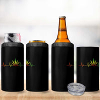 Reggae Weed 4 in 1 Can Cooler Tumbler Rasta Marijuana Leaf Heartbeat Weed Lovers 420 - Wonder Print Shop