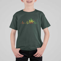 Reggae Weed T Shirt For Kid Rasta Marijuana Leaf Heartbeat Weed Lovers 420 - Wonder Print Shop
