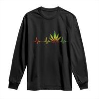 Reggae Weed Long Sleeve Shirt Rasta Marijuana Leaf Heartbeat Weed Lovers 420 - Wonder Print Shop