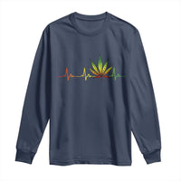 Reggae Weed Long Sleeve Shirt Rasta Marijuana Leaf Heartbeat Weed Lovers 420 - Wonder Print Shop