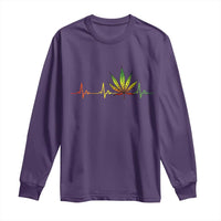 Reggae Weed Long Sleeve Shirt Rasta Marijuana Leaf Heartbeat Weed Lovers 420 - Wonder Print Shop