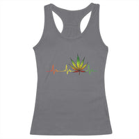 Reggae Weed Racerback Tank Top Rasta Marijuana Leaf Heartbeat Weed Lovers 420 - Wonder Print Shop
