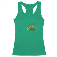 Reggae Weed Racerback Tank Top Rasta Marijuana Leaf Heartbeat Weed Lovers 420 - Wonder Print Shop