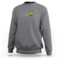 Reggae Weed Sweatshirt Rasta Marijuana Leaf Heartbeat Weed Lovers 420 - Wonder Print Shop