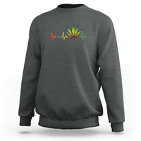 Reggae Weed Sweatshirt Rasta Marijuana Leaf Heartbeat Weed Lovers 420 - Wonder Print Shop