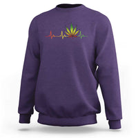 Reggae Weed Sweatshirt Rasta Marijuana Leaf Heartbeat Weed Lovers 420 - Wonder Print Shop