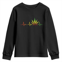 Reggae Weed Youth Sweatshirt Rasta Marijuana Leaf Heartbeat Weed Lovers 420 - Wonder Print Shop