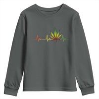Reggae Weed Youth Sweatshirt Rasta Marijuana Leaf Heartbeat Weed Lovers 420 - Wonder Print Shop