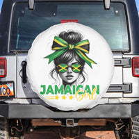 Proud Jamaican Girl Spare Tire Cover Jamaica Messy Bun Retro Vintage Jamaican Flag - Wonder Print Shop