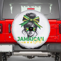Proud Jamaican Girl Spare Tire Cover Jamaica Messy Bun Retro Vintage Jamaican Flag - Wonder Print Shop